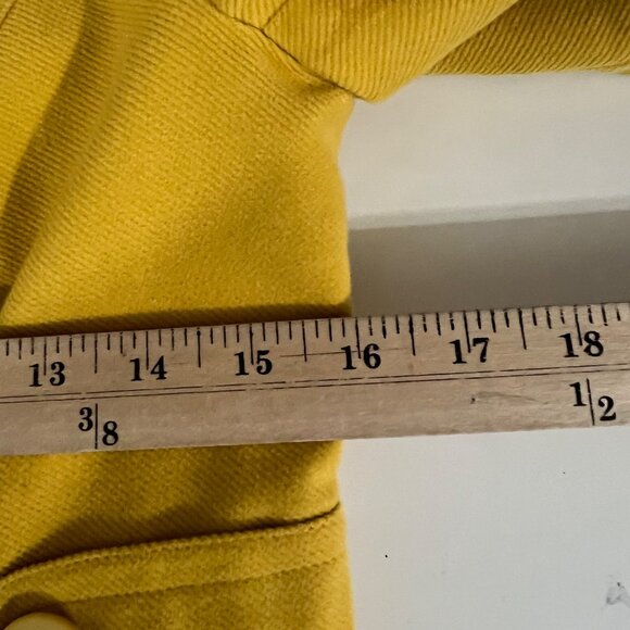 Ann Taylor Loft Mustard Yellow Preppy Double Breasted Academia Peacoat Jacket SP - Picture 7 of 9